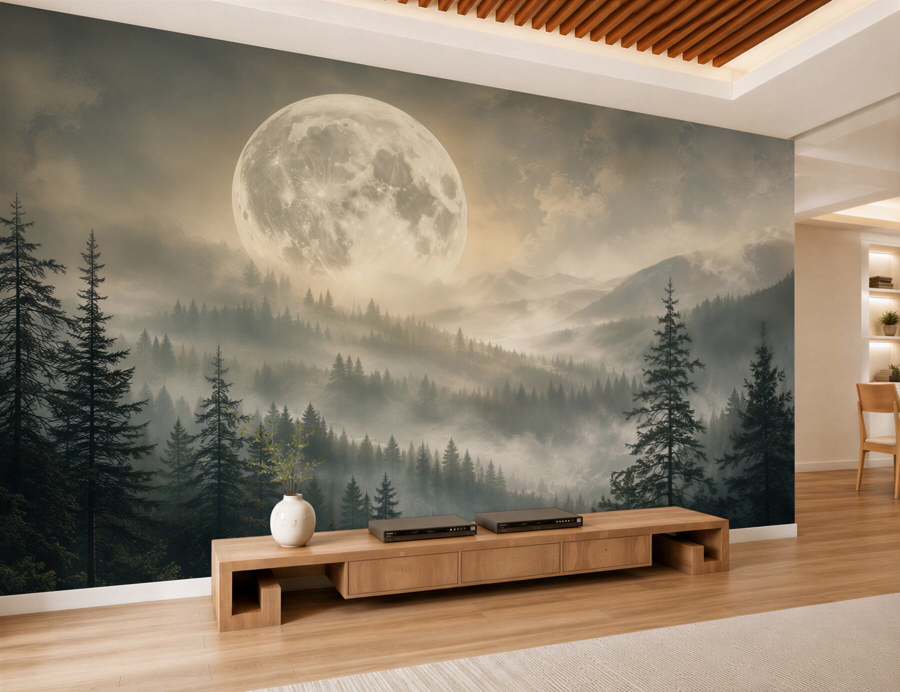 Fototapeten Magischer Mond über den Bergen