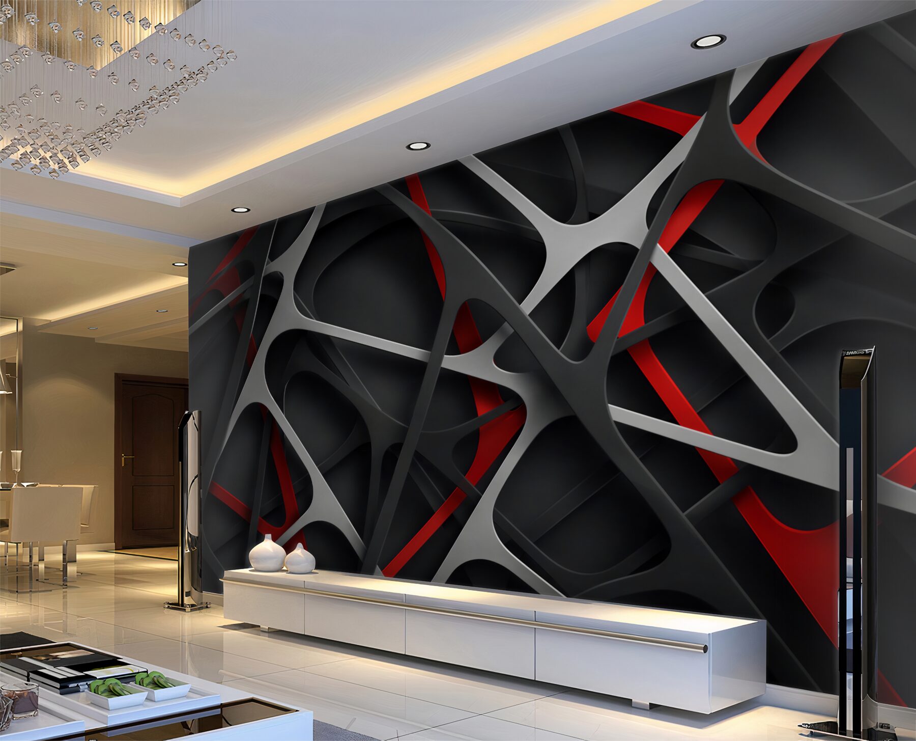 Fototapeten abstrakte Wellen 3D beige modern