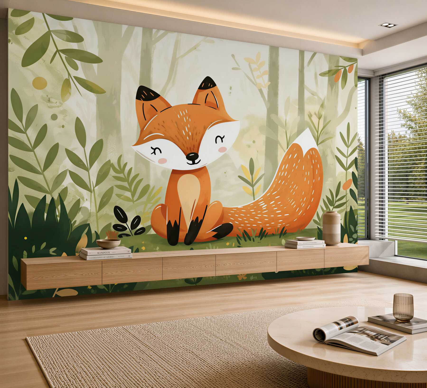 Fototapeten Fuchs sitzt und ruht sich aus