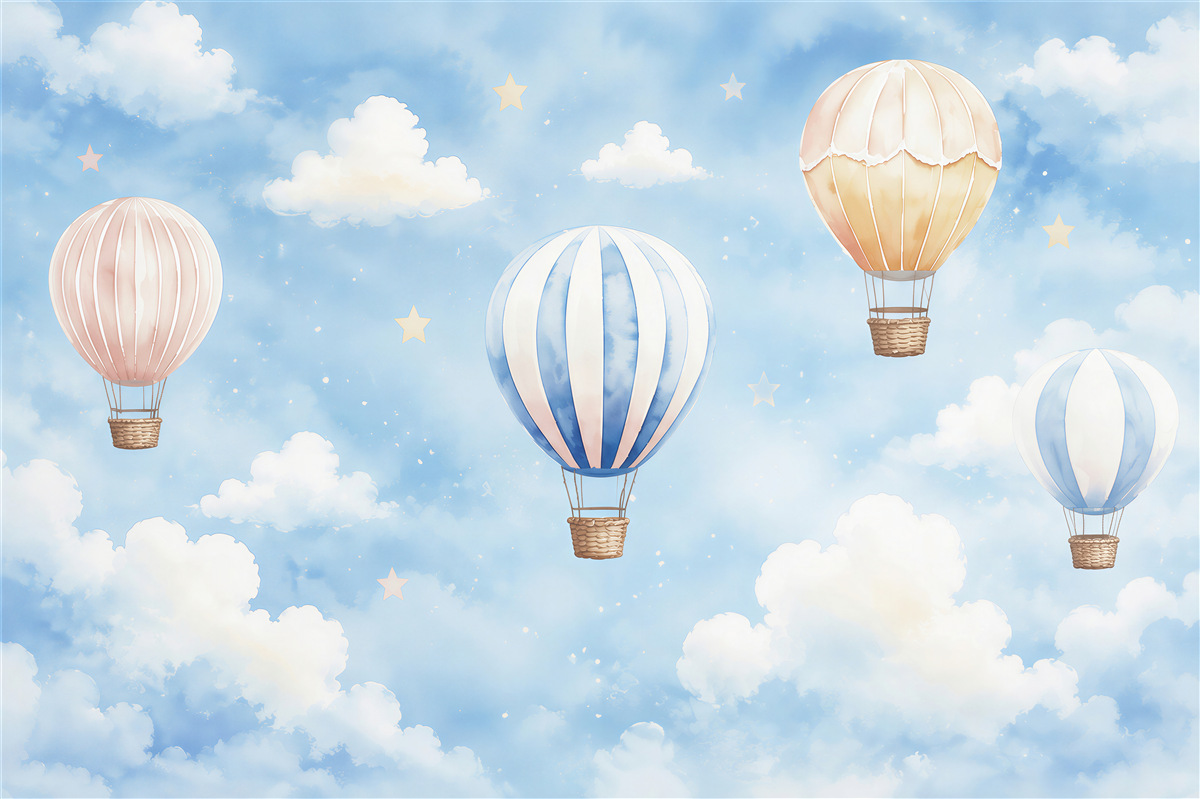 Fototapeten Ballons am Himmel mit Wolken