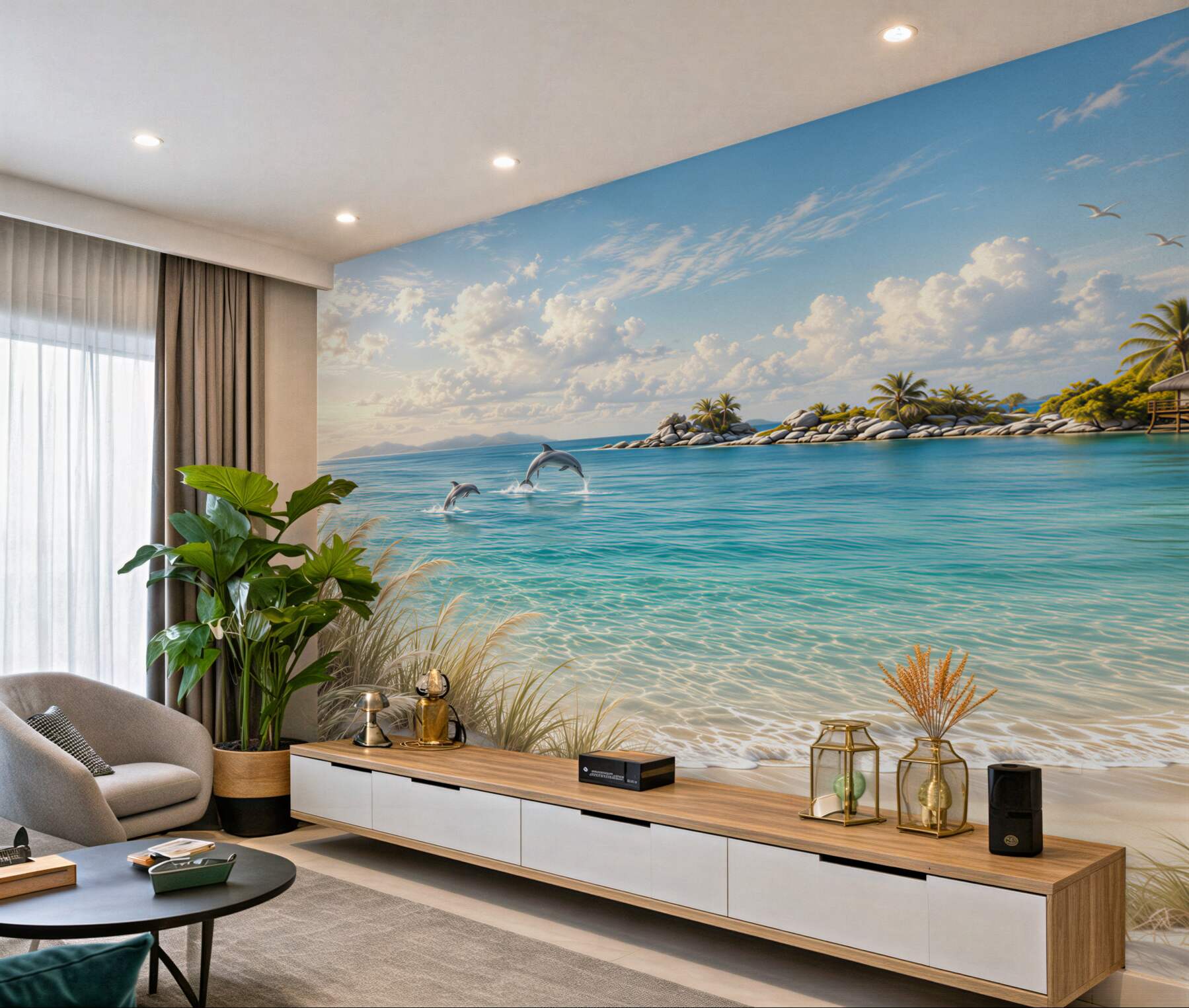 Fototapeten Sommerbungalow am Strand