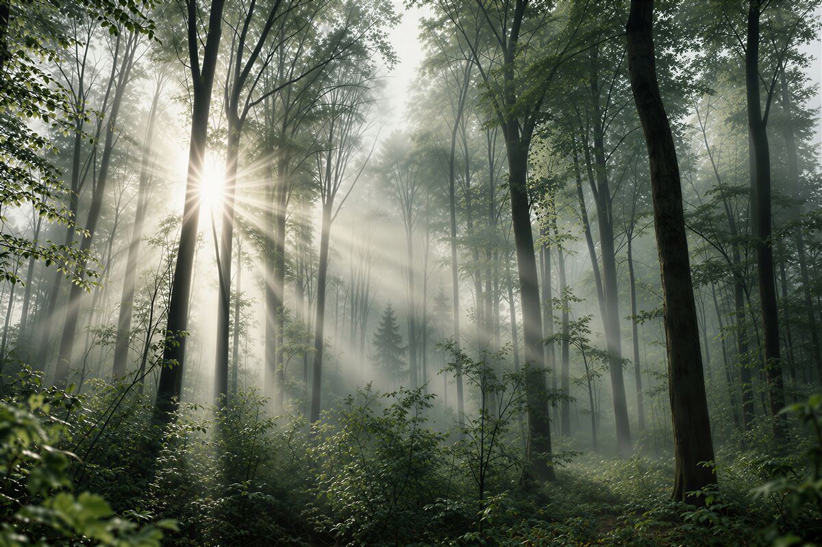 Fototapeten Wald am Morgen