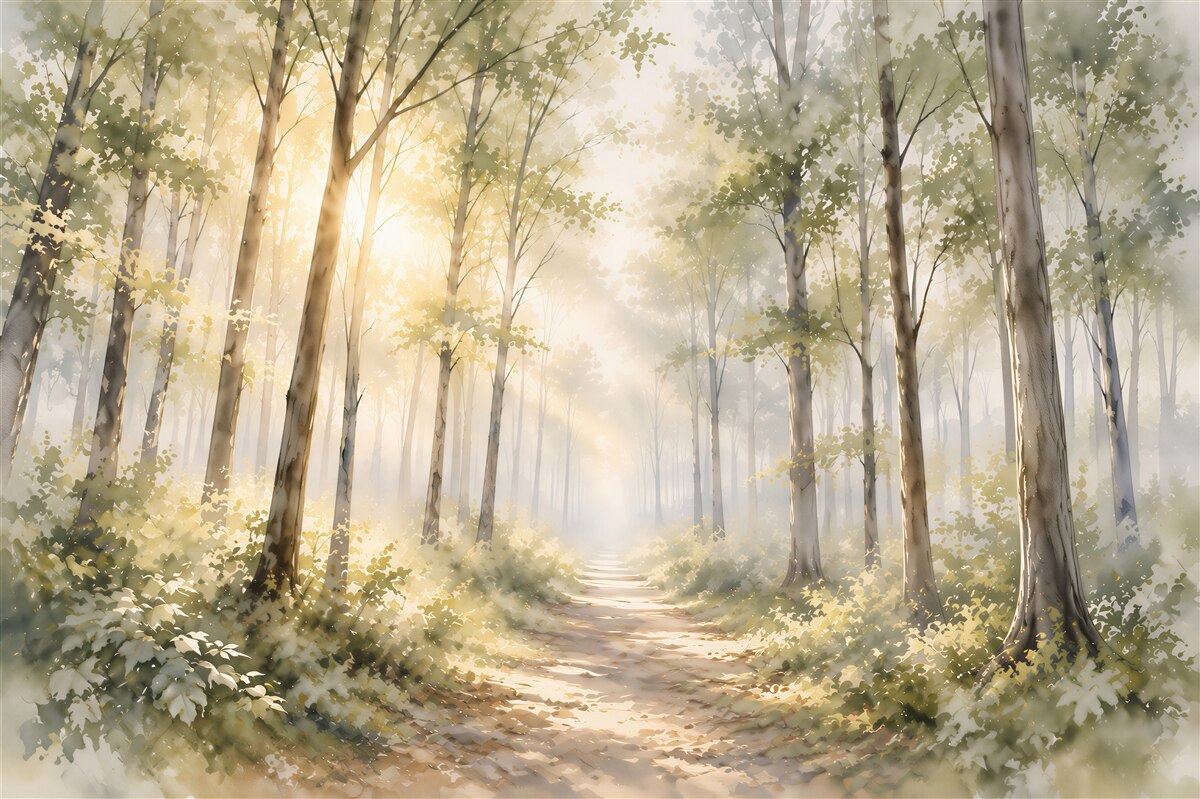 Fototapeten sonniger Wald