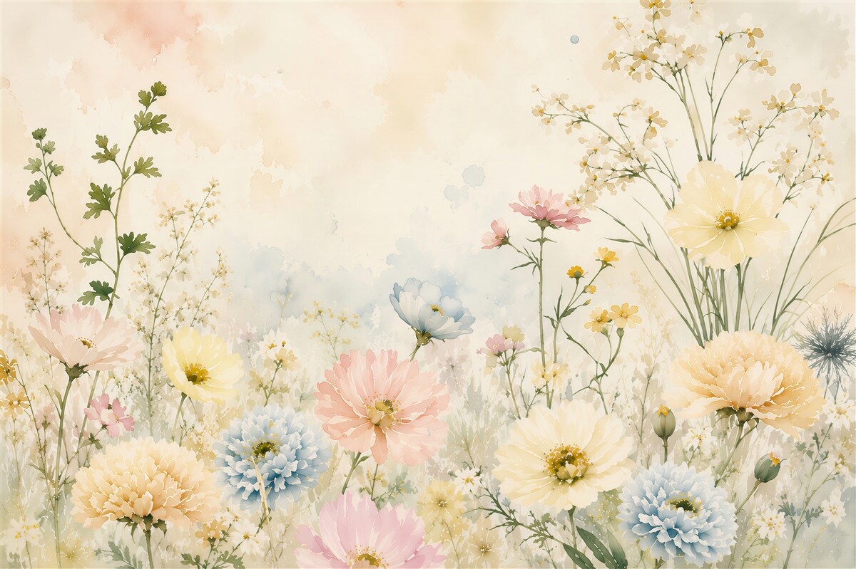 Fototapeten Pastellwiesenblumen