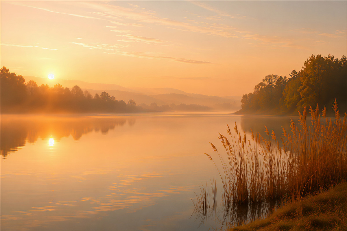 Fototapeten See bei Sonnenuntergang
