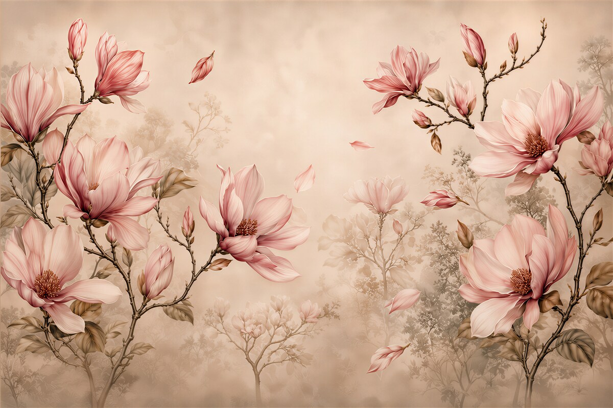 Fototapeten rosa Magnolien