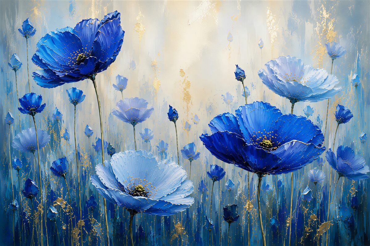 Fototapeten blaue Blumen 3D