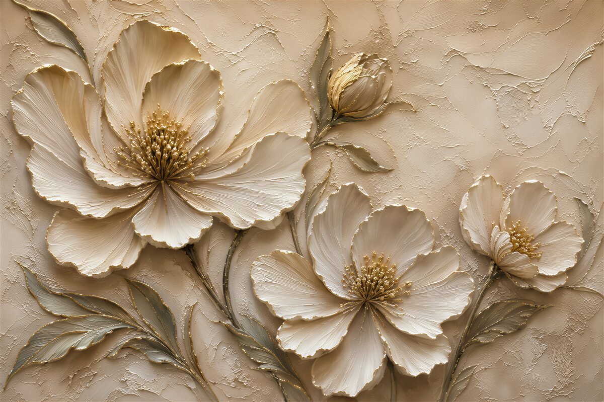 Fototapeten weiße Blumen 3D