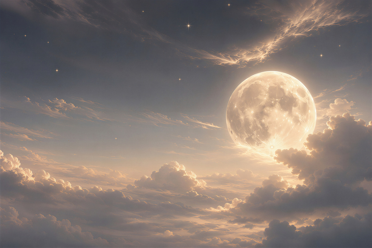 Fototapeten Mond über den Wolken
