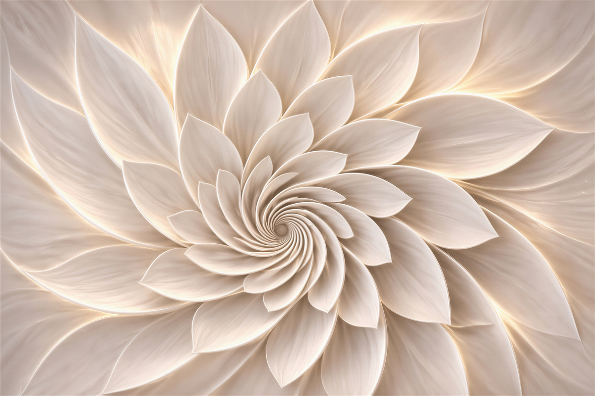 Fototapeten florales Spiraldesign 3D