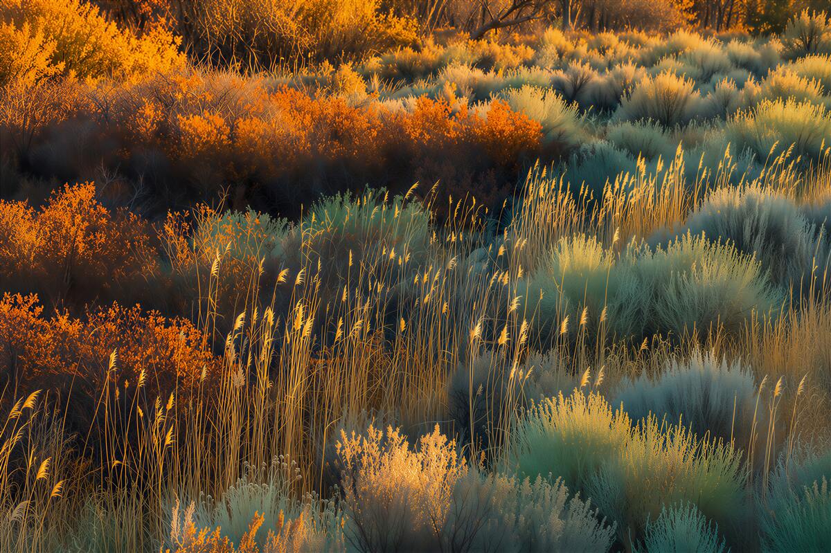 Fototapeten goldener Herbst der Gräser