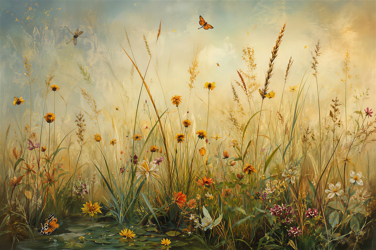 Fototapeten Wiese mit Blumen