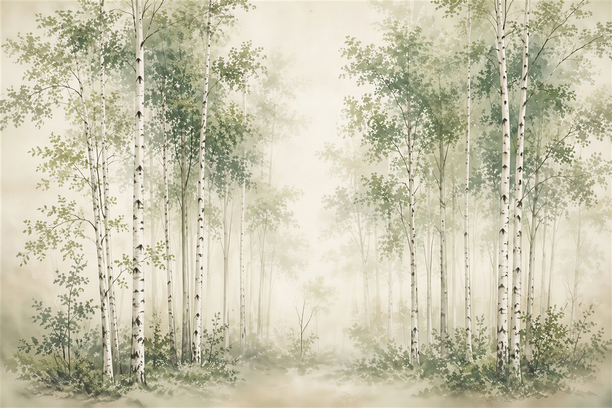 Fototapeten Birkenwald