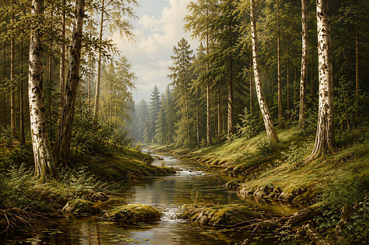 Fototapeten Wald am Bach