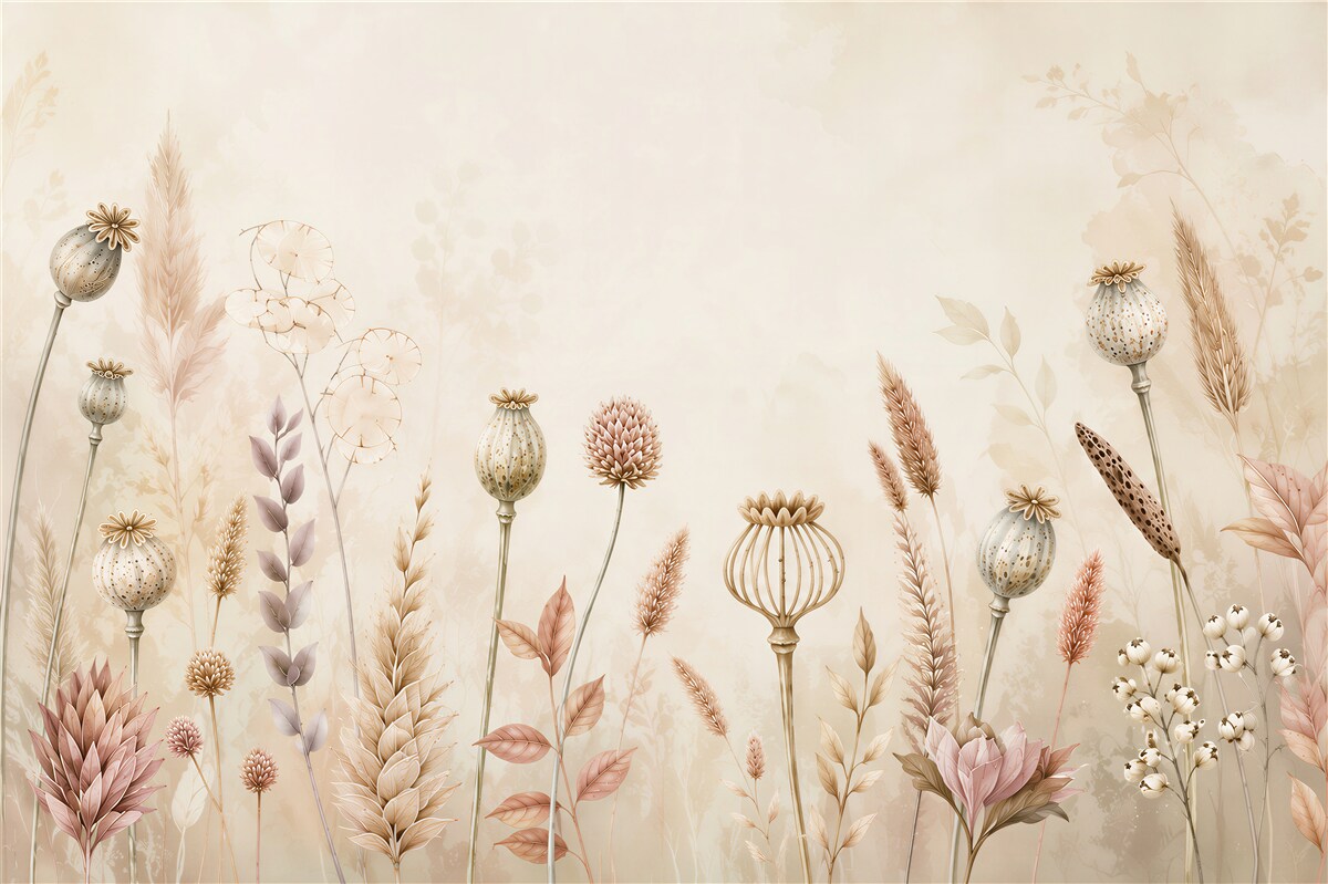 Fototapeten getrocknete Pastellblumen
