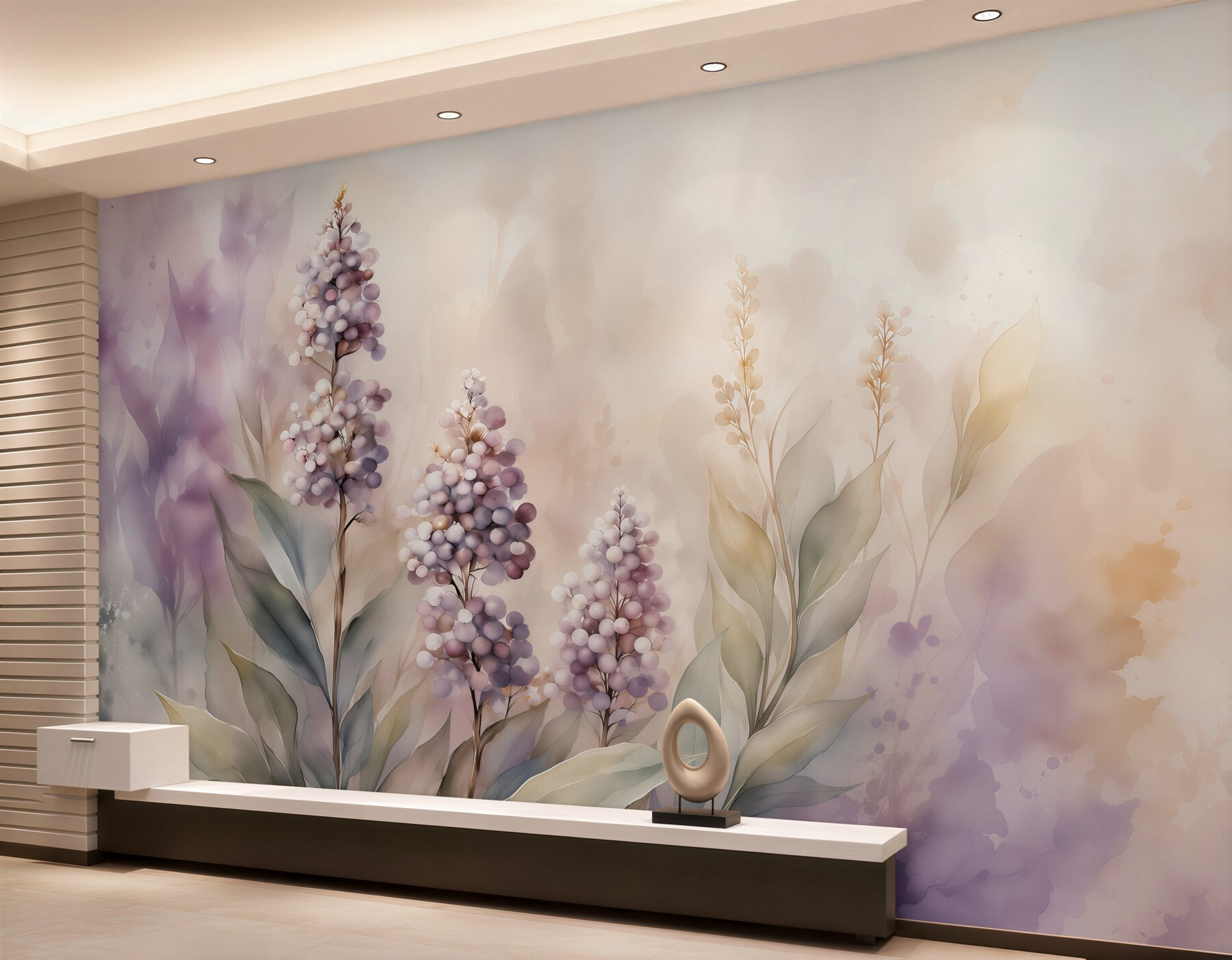 Fototapeten Aquarell-Lila-Blumen