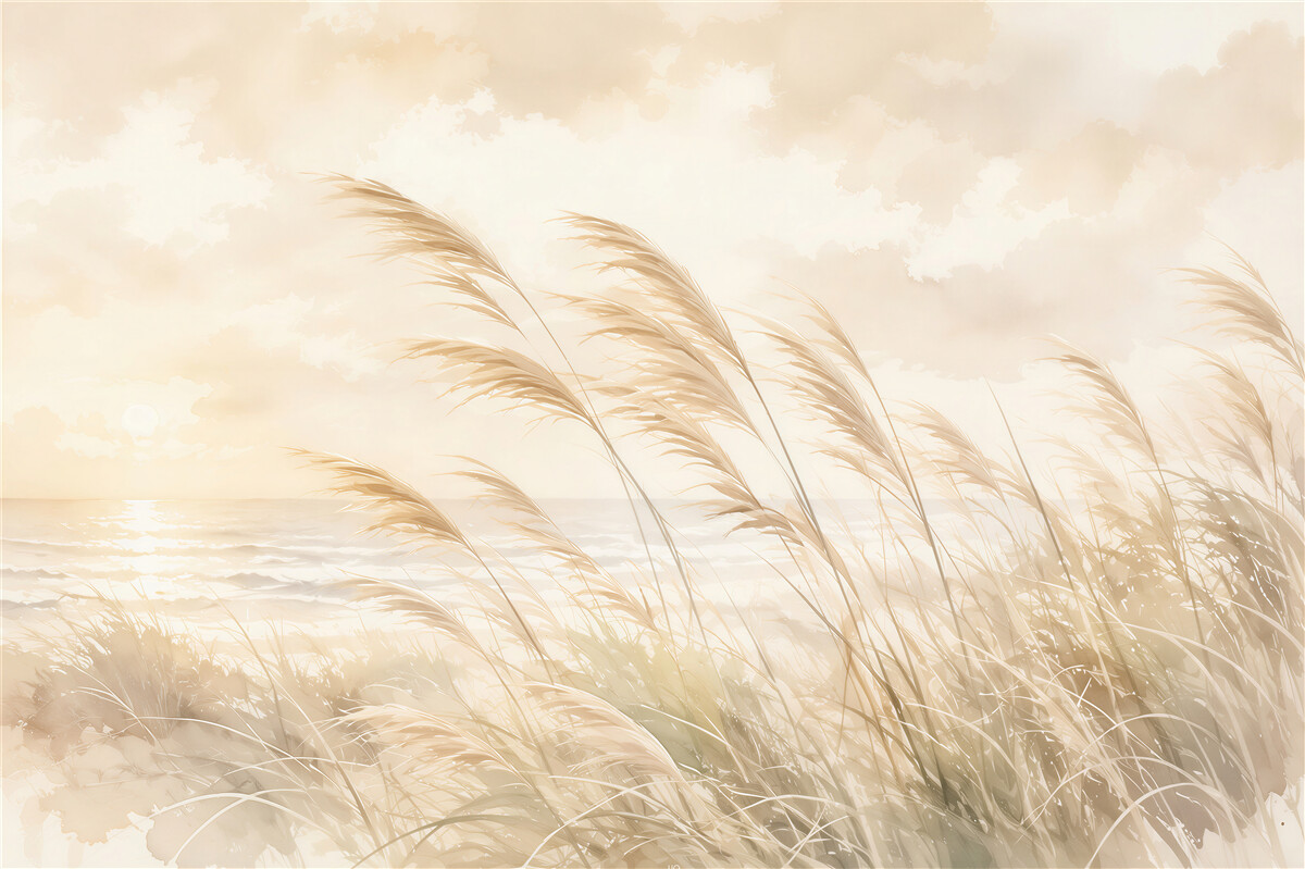 Fototapeten Gräser am Meer