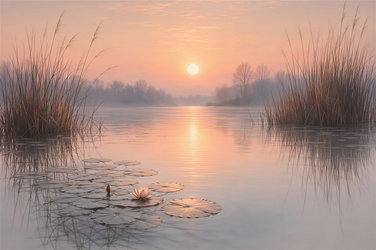 Fototapeten Sonnenuntergang über dem See
