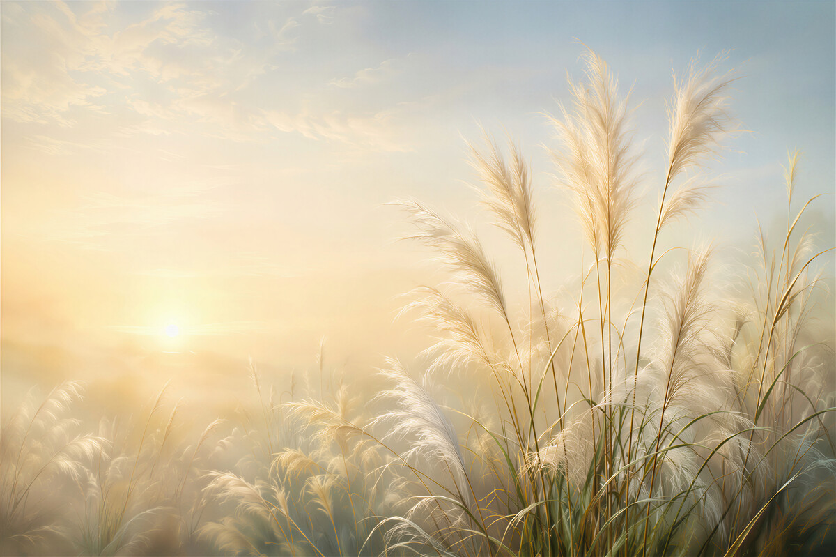 Fototapeten Morgen auf einer Wiese