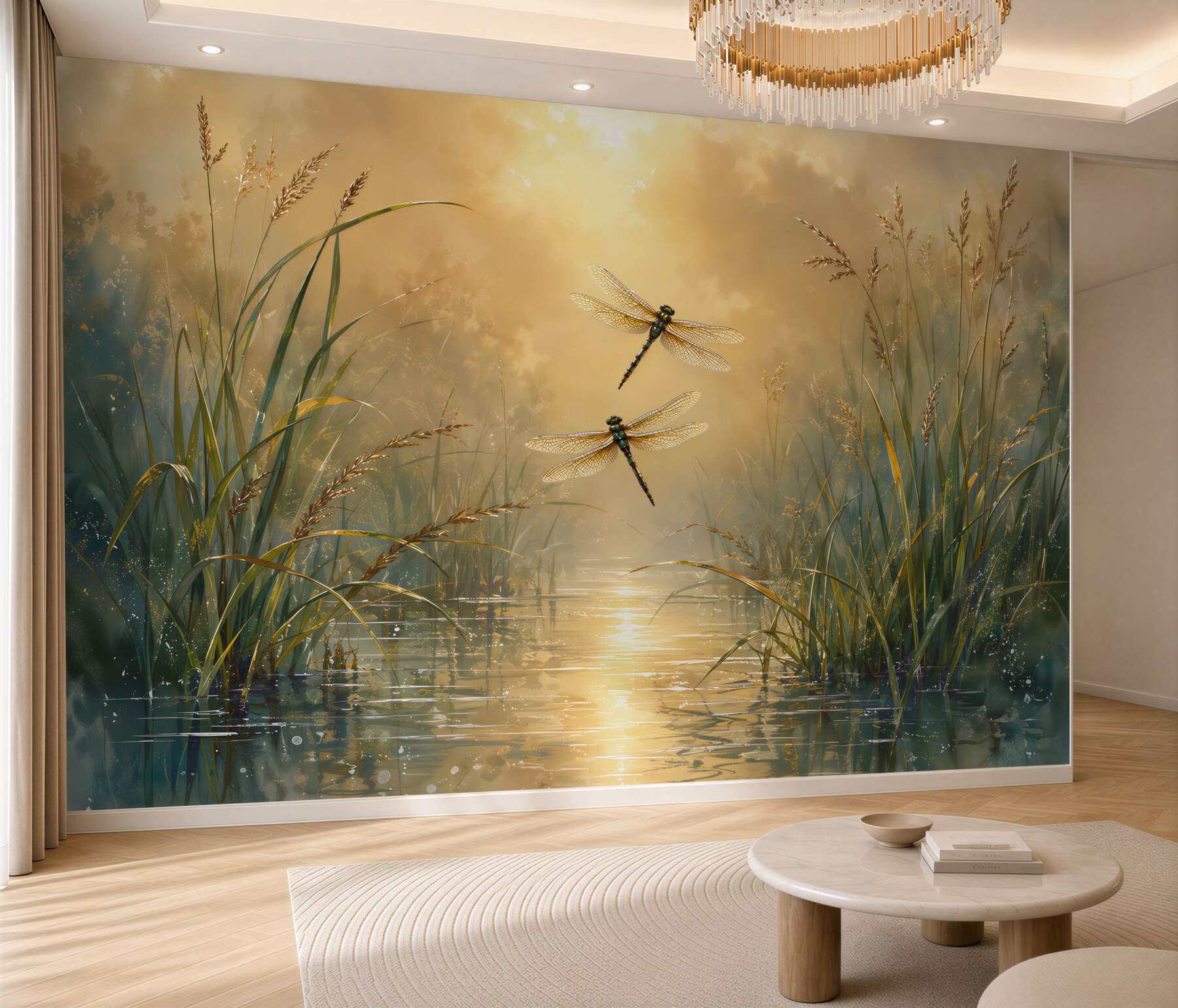 Fototapeten Libellen über dem Teich