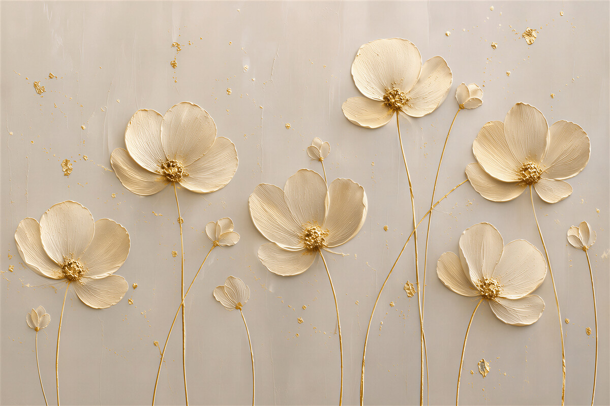 Fototapeten goldene Blumen 3D