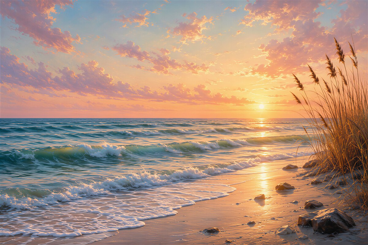Fototapeten Sonnenuntergang über dem Meer