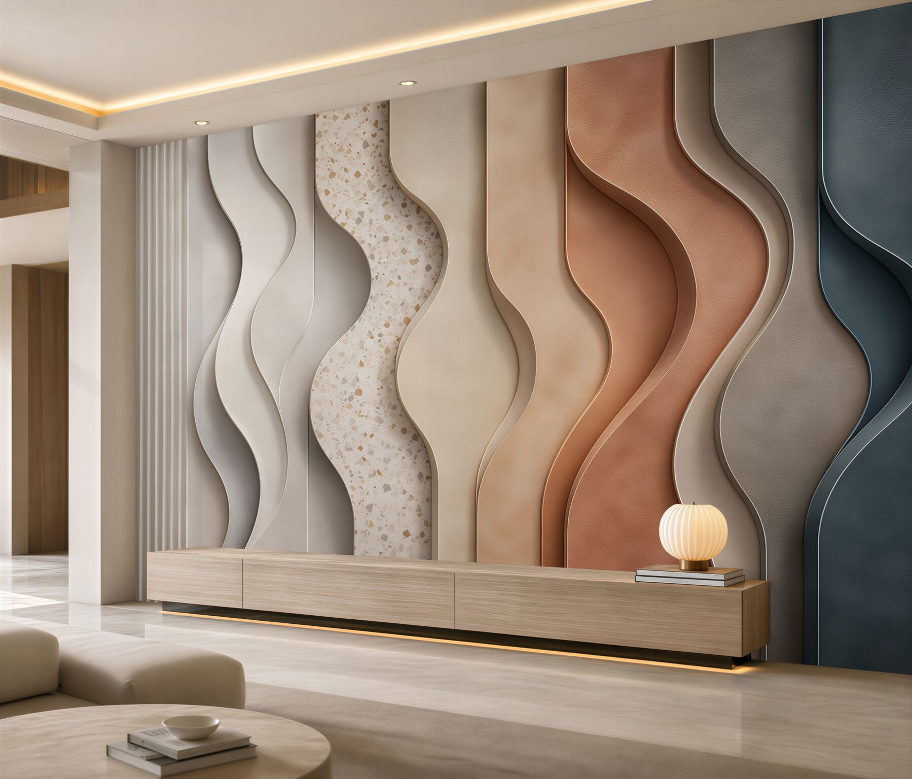 Fototapeten gewellte Linien 3D