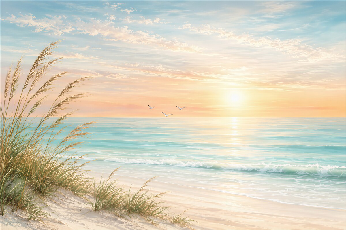 Fototapeten Sonnenuntergang am Strand