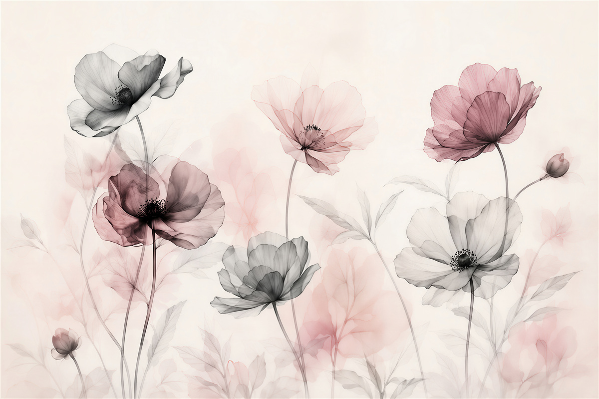 Fototapeten Aquarell-Mohnblumen