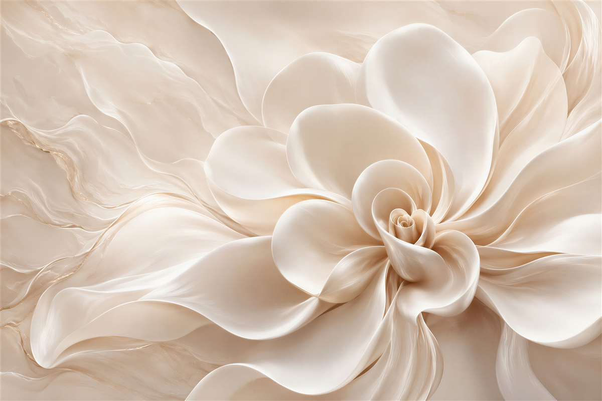 Fototapeten 3D Creme-Rose