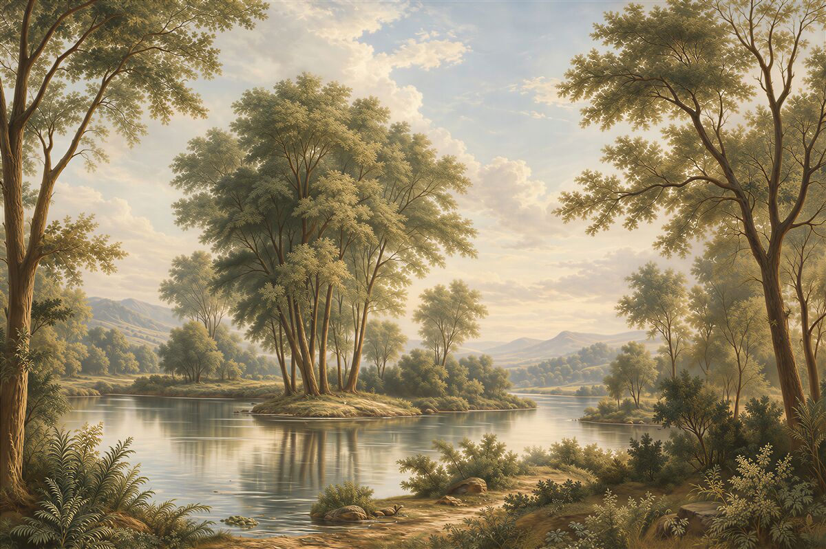 Fototapeten Landschaft am See