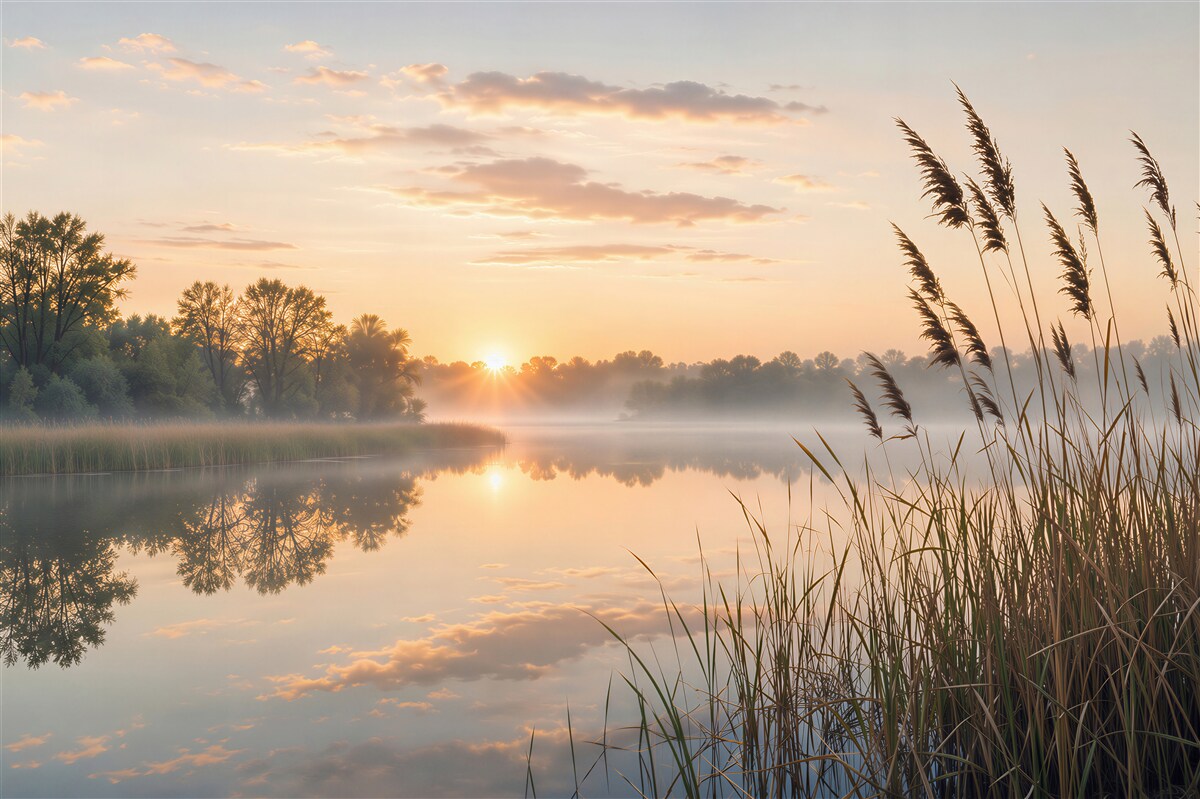 Fototapeten Sonnenuntergang am See