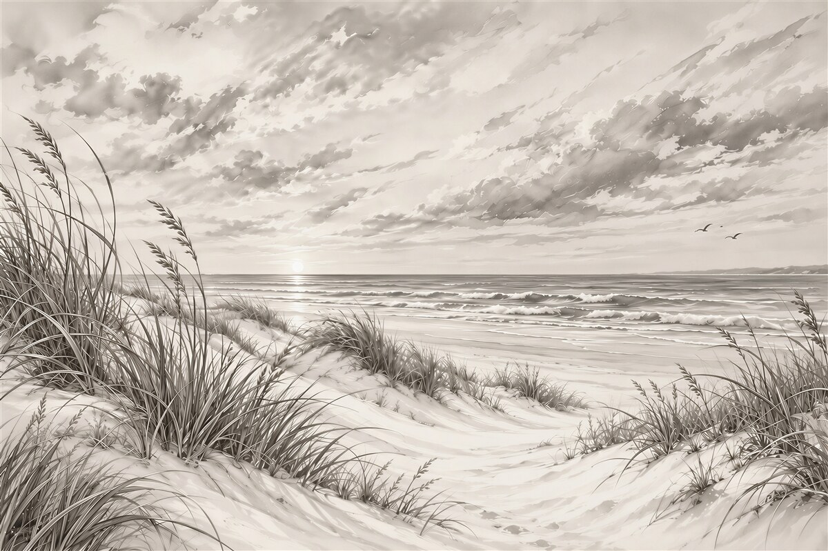 Fototapeten Strand mit Dünen