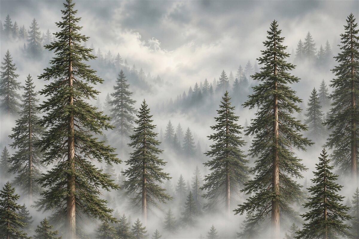 Fototapeten Wald im Nebel