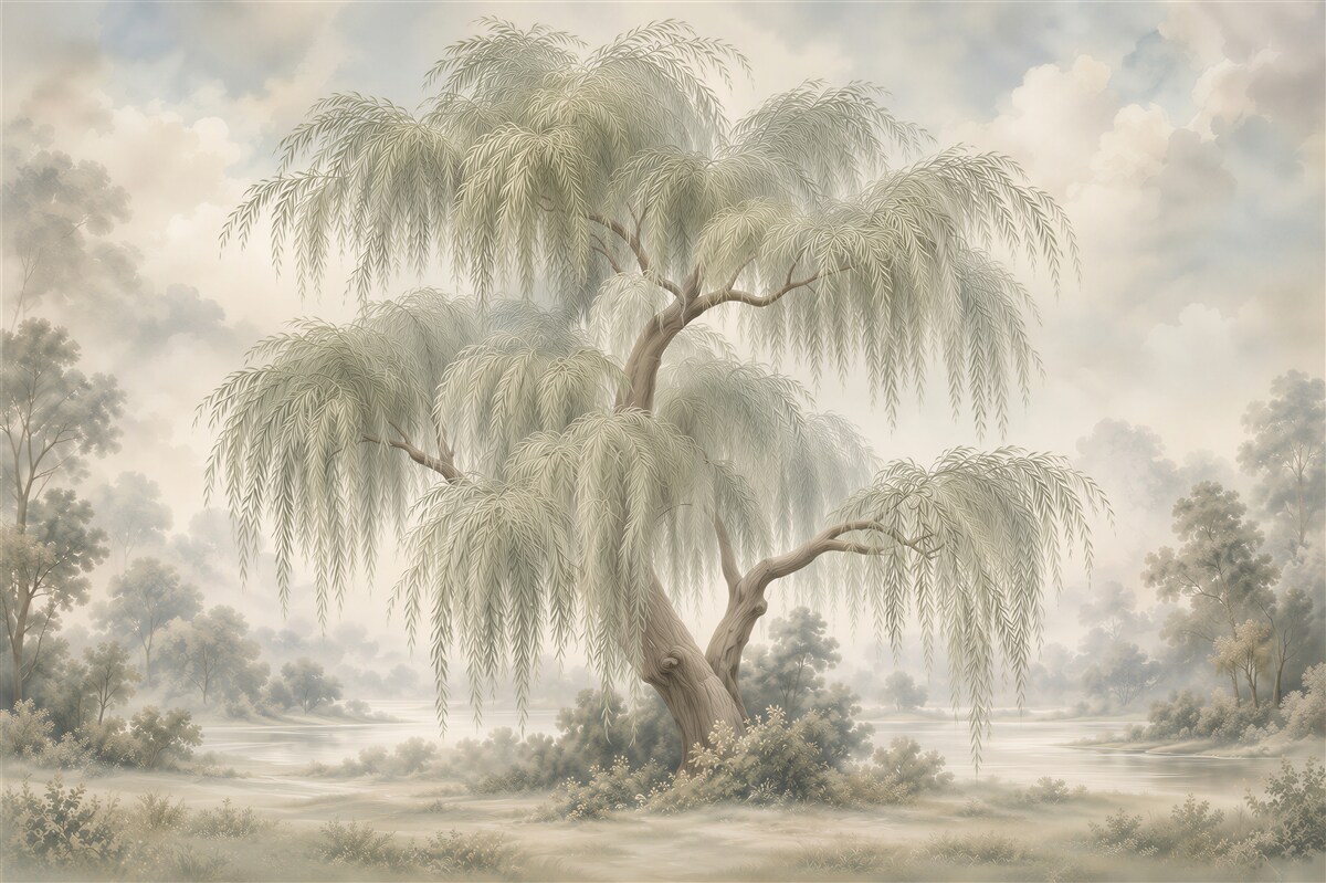 Fototapeten pastell Landschaft mit Weide