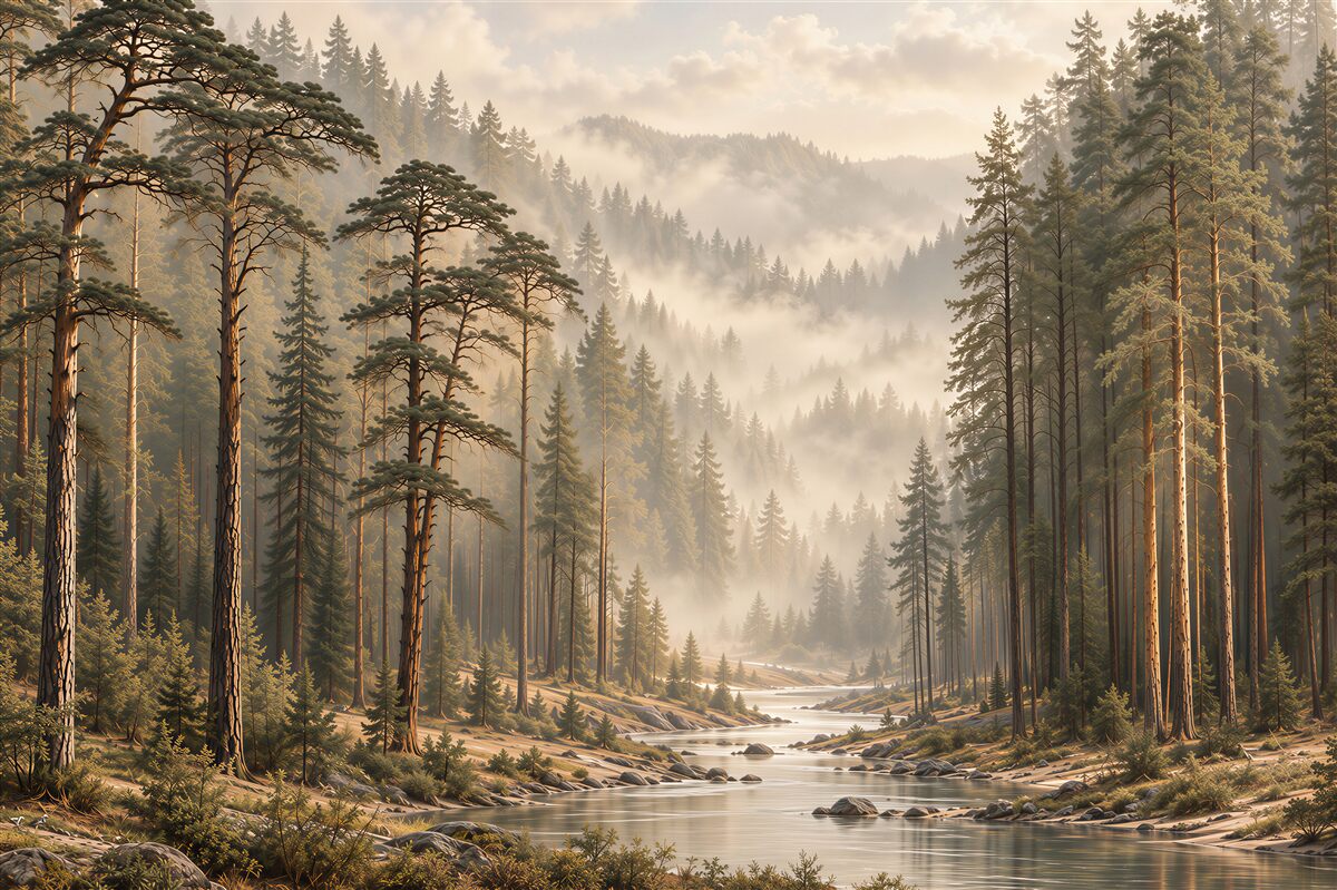 Fototapeten Wald im Nebel